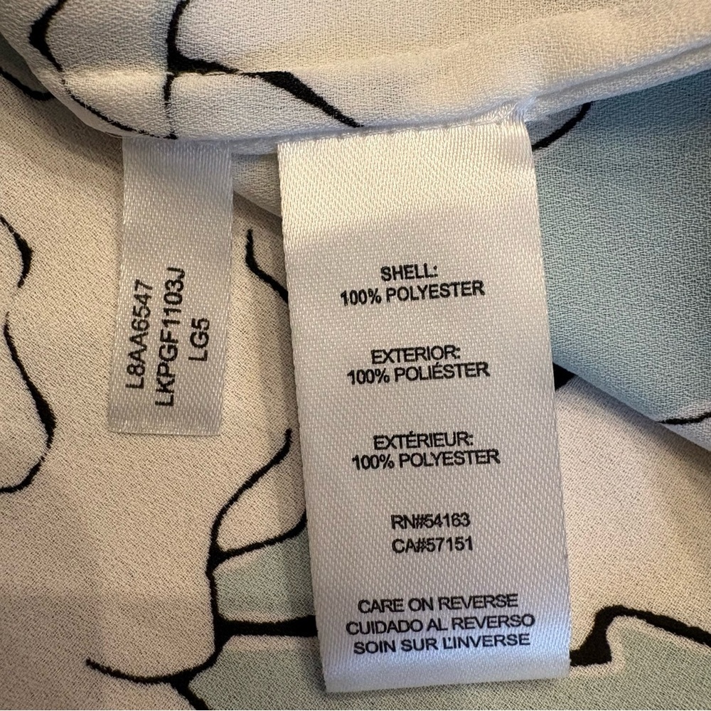 Karl Lagerfeld Paris Mint Floral Tie-Neck Balloon Sleeve Chiffon Blouse Sz Sm - Picture 8 of 8